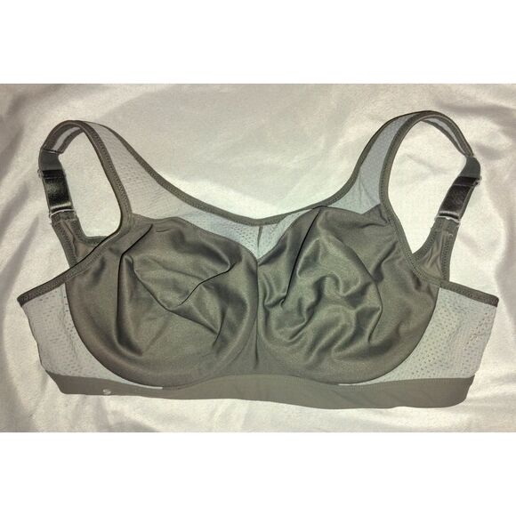 Glamorise High Impact Underwire Sports Bra Size 36DD Grey Moisture Wicking Gym - Picture 1 of 6